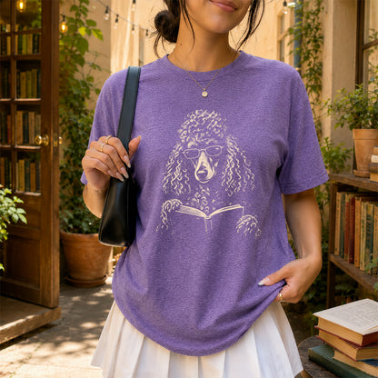 Poodle Reading Book Softstyle T-Shirt | Book Lover Gift Heather Purple