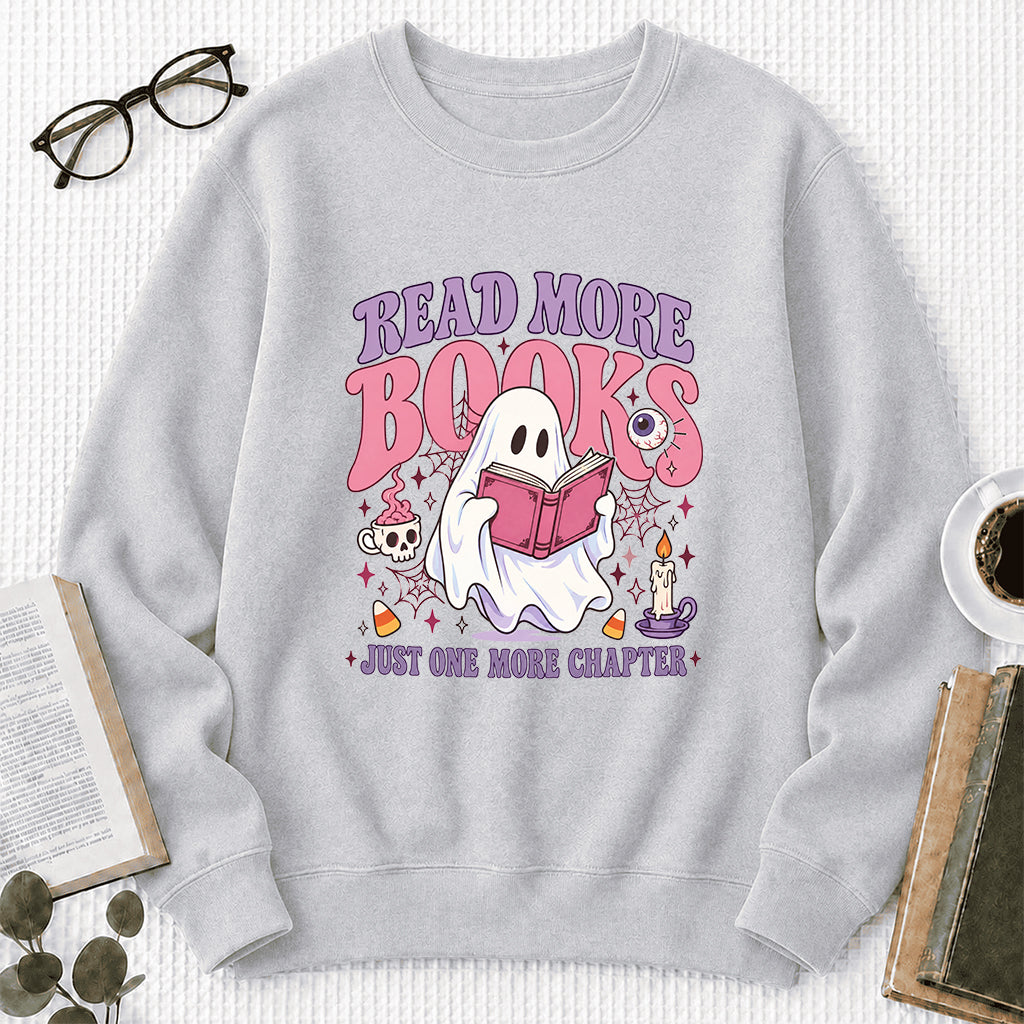Read More Books Printed Sweatshirt | Halloween Book Lover Gift Sport Grey