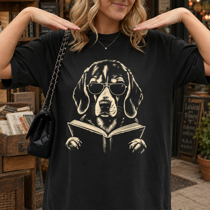 Beagle Reading Book Softstyle T-Shirt | Book Lover Gift Black