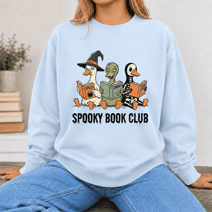 Spooky Book Club Printed Sweatshirt | Halloween Book Lover Gift Light Blue