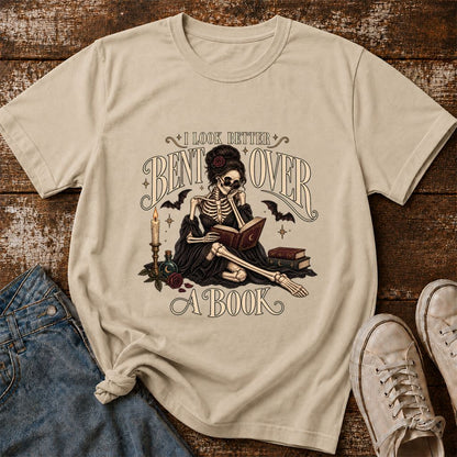 I Look Better Bent Over A Book Printed T-Shirt | Halloween Smut Book Lover Gift Sand