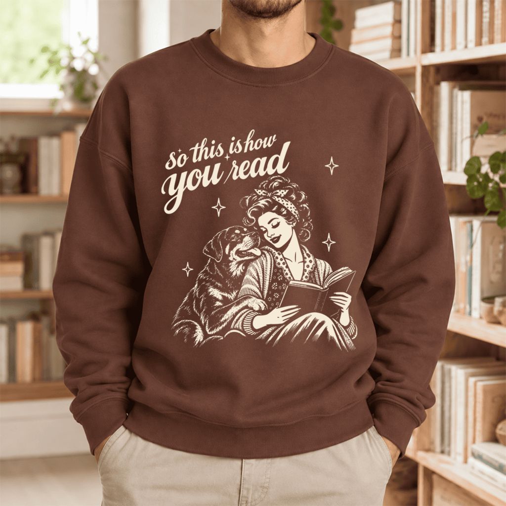How You Read Rottweiler Softstyle Sweatshirt | Cozy Dog Mom Reader Gift Cocoa