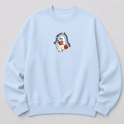 Read More Book Crewneck Sweatshirt | Halloween Reader Gift Light Blue