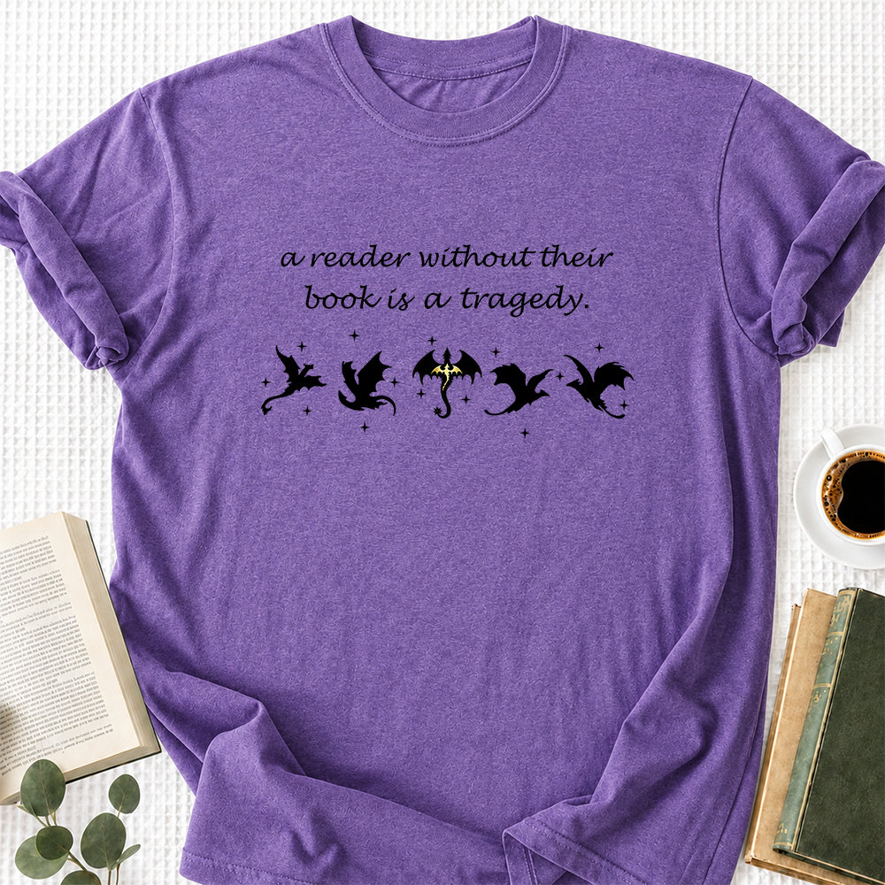 A Reader Without Their Book Softstyle T-Shirt | Book Lover Gift Heather Purple