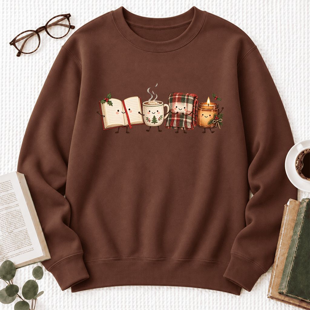 Christmas Cozy Club Softstyle Sweatshirt | Christmas Reader Gift Cocoa