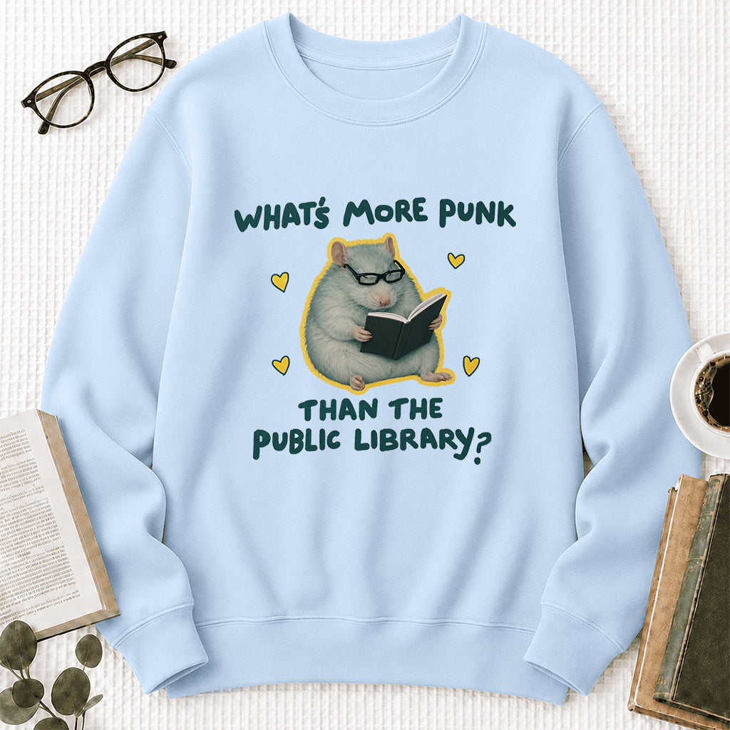What's More Punk Crewneck Sweatshirt | Reader Gift Light Blue