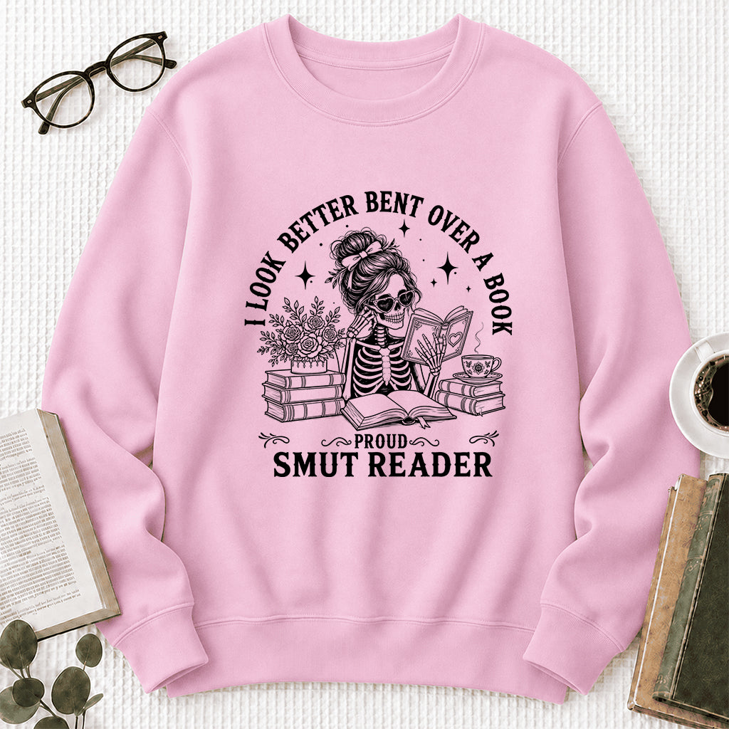 I Look Better Bend Over A Book Crewneck Sweatshirt | Reader Gift Light Pink