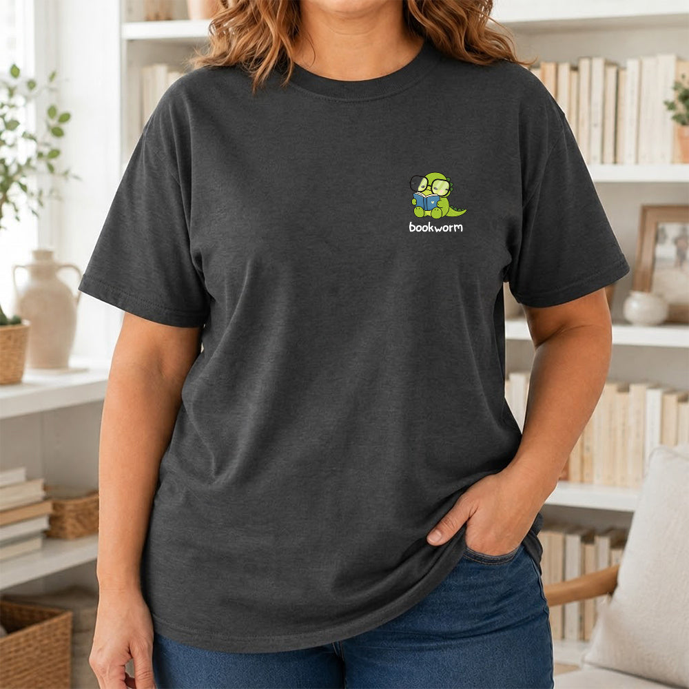 Bookworm Cotton T-Shirt | Book Lover Gift Dark Heather