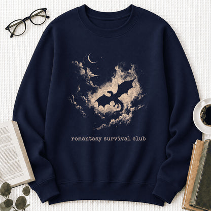 Dark Fantasy Dragon Clouds Crewneck Sweatshirt | Reader Gift Navy