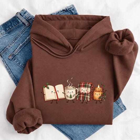 Christmas Cozy Club Softstyle Hoodie | Christmas Book Lover Gift Cocoa