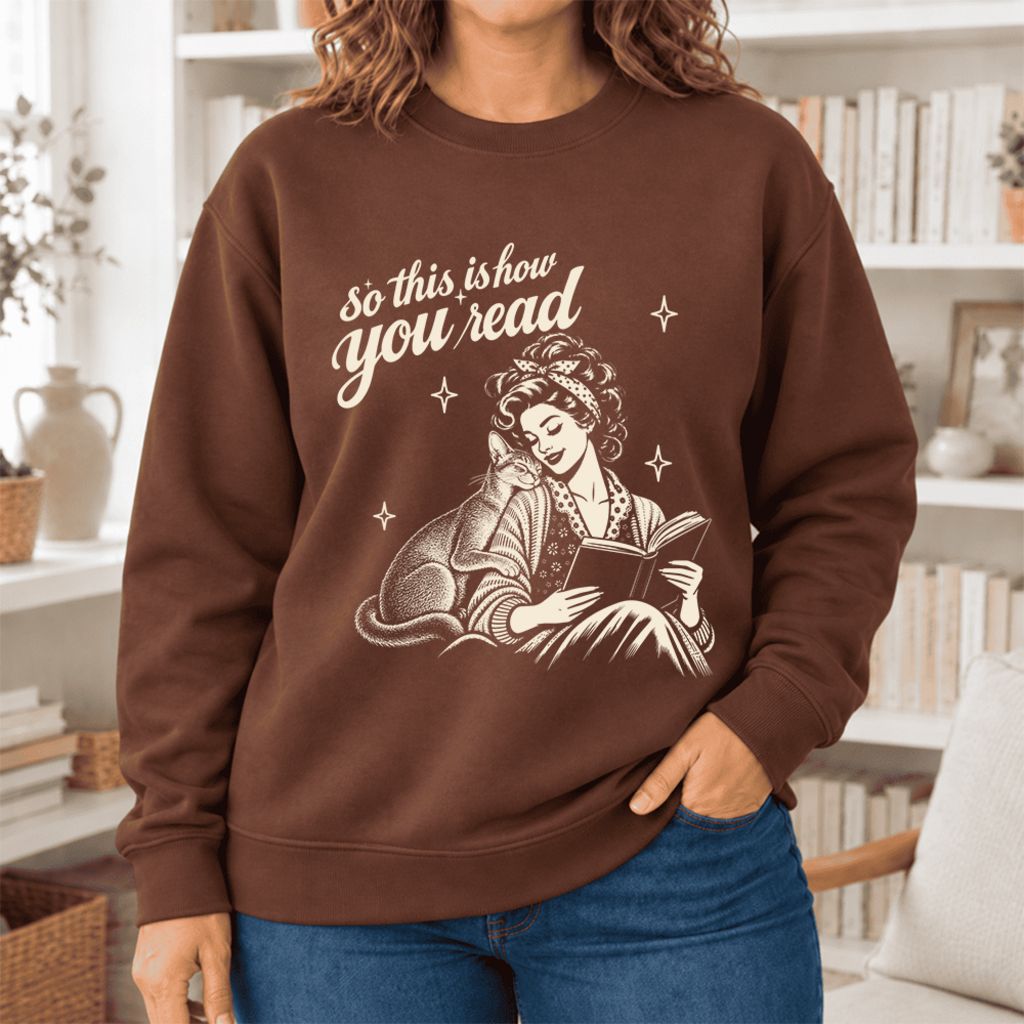 How You Read Abyssinian Softstyle Sweatshirt | Cozy Cat Lover Reader Gift Cocoa