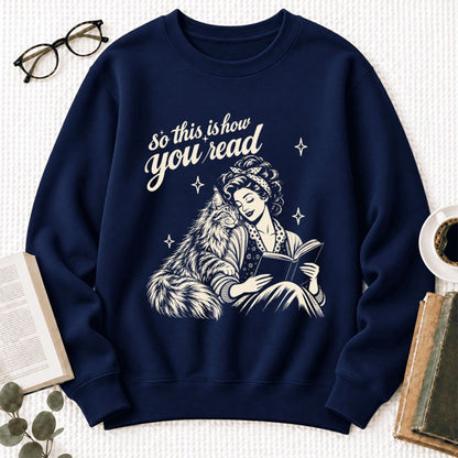 How You Read Maine Coon Softstyle Sweatshirt | Cozy Cat & Book Lover Gift Navy
