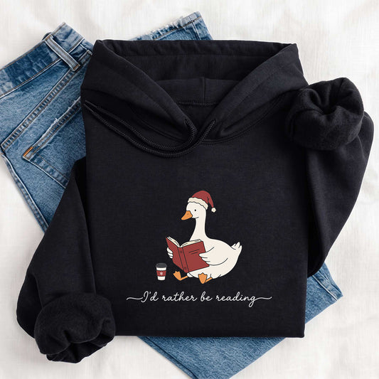 I'D Rather Be Reading Softstyle Hoodie | Christmas Book Lover Gift Black