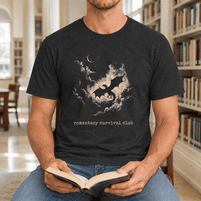 Romantasy Survival Club Ultra-Soft Cotton T-Shirt | Fantasy Book Lover Gift Black Heather
