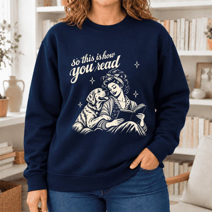 How You Read Labrador Retriever Softstyle Sweatshirt | Cozy Dog Mom Reader Gift Navy