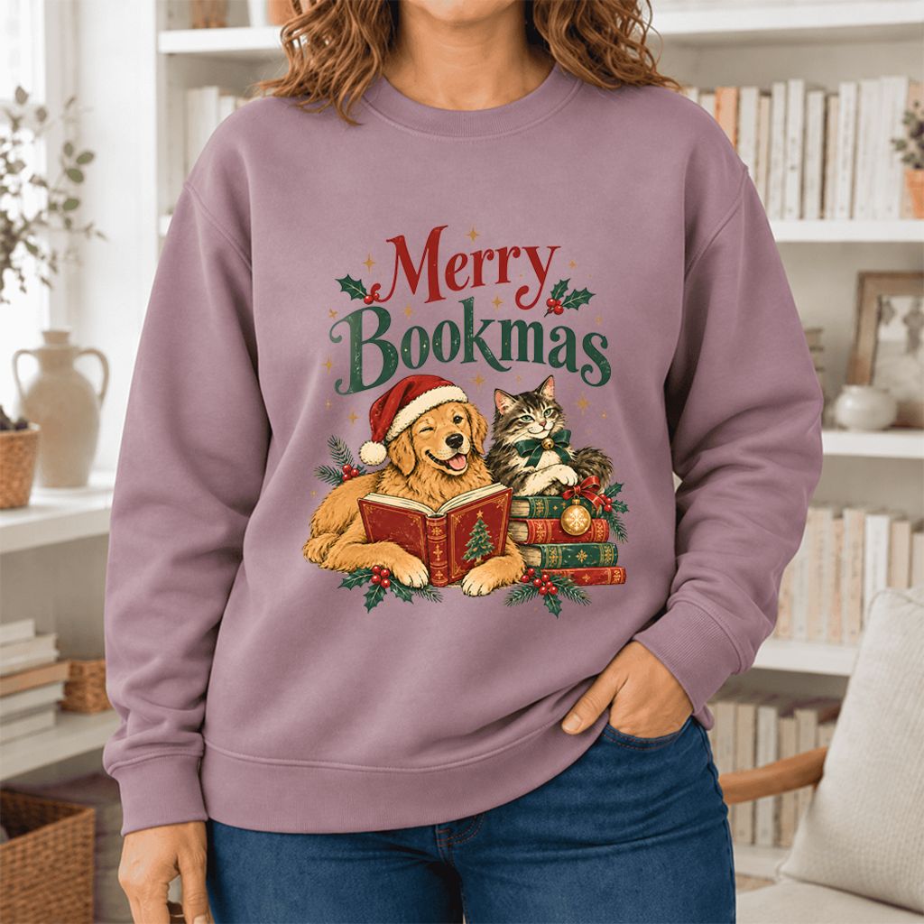 Merry Bookmas Softstyle Sweatshirt | Christmas Book Lover Gift Paragon