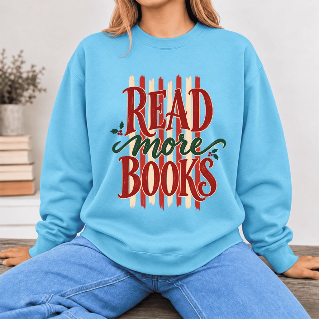 Read More Book Christmas Softstyle Sweatshirt | Christmas Book Lover Gift Sky