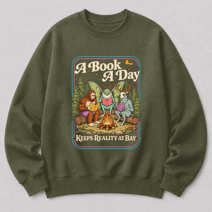 Cryptid Book Club Crewneck Sweatshirt | Reader Gift Military Green
