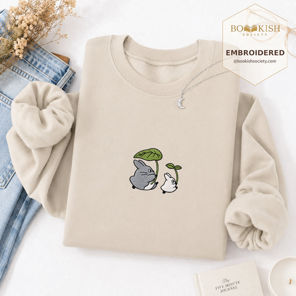 Forest Spirits and Flowers Embroidered Sweatshirt | Reader Gift Sand