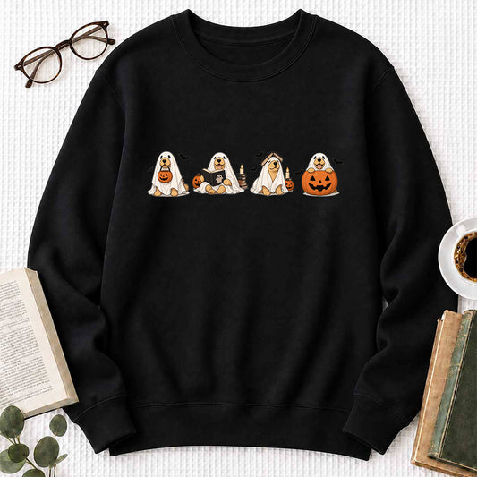 Spooky Golden Retrievers Book Club Crewneck Sweatshirt | Halloween Gift Black