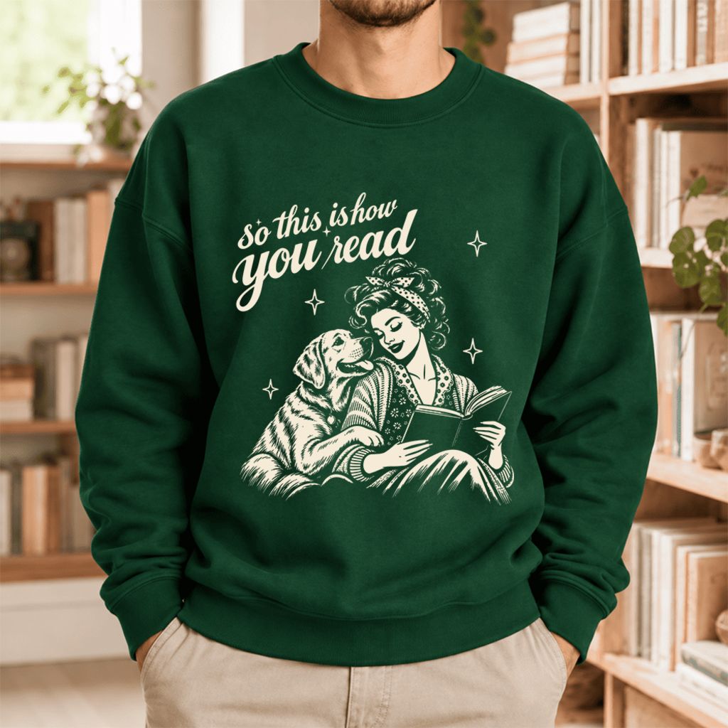 How You Read Labrador Retriever Softstyle Sweatshirt | Cozy Dog Mom Reader Gift Forest Green