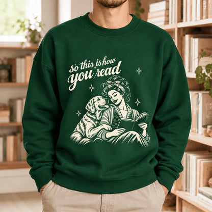 How You Read Labrador Retriever Softstyle Sweatshirt | Cozy Dog Mom Reader Gift Forest Green