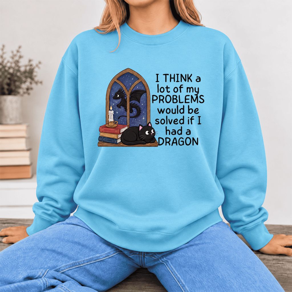 If I Could Have A Dragon Softstyle Sweatshirt | Fantasy Book Lover Gift Sky