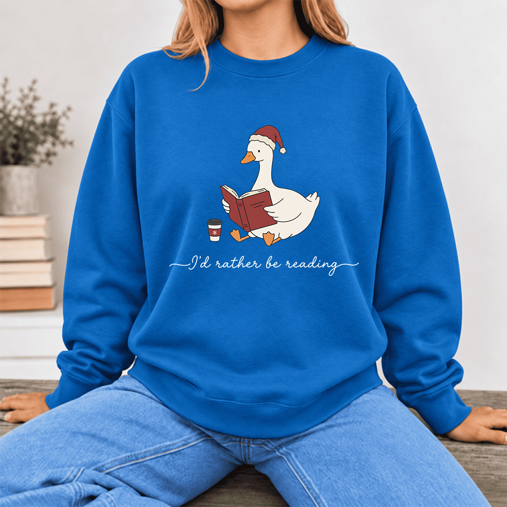 I'D Rather Be Reading Softstyle Sweatshirt | Christmas Book Lover Gift Royal