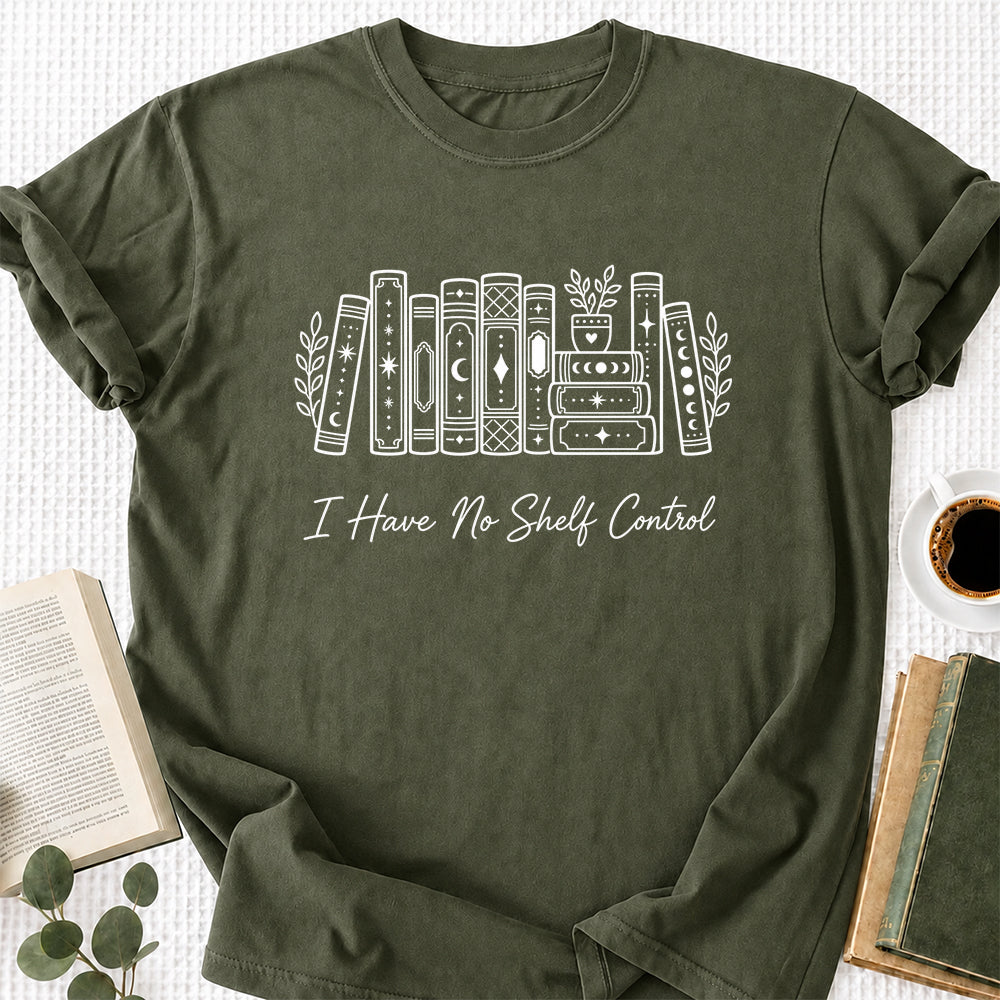 I Have No Shelf Control Softstyle T-Shirt | Book Lover Gift Military Green