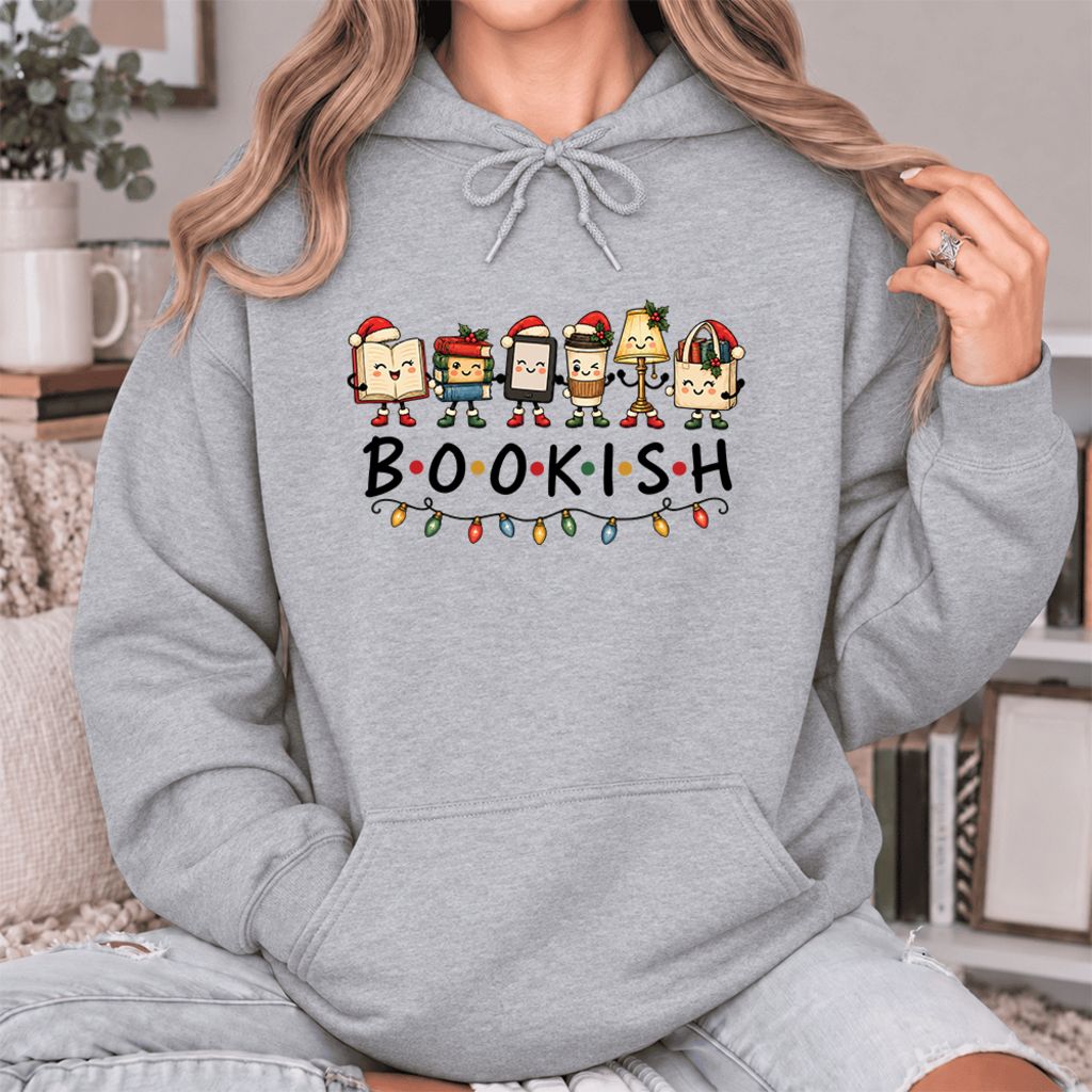 Christmas Bookish Things Softstyle Hoodie | Christmas Gift For Readers Sport Grey