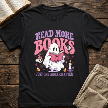 Read More Books Ghost Printed T-Shirt | Halloween Book Lover Gift Black