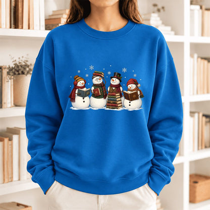 Bookish Snowman Club Softstyle Sweatshirt | Christmas Book Lover Gift Royal