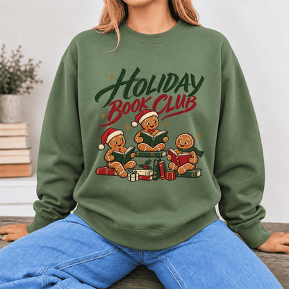 Holiday Book Club Softstyle Sweatshirt | Christmas Book Club Gift Military Green