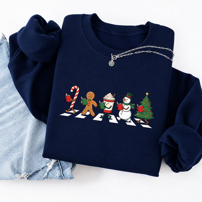 Christmas Reading Parade Softstyle Sweatshirt | Christmas Gift For Readers Navy