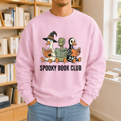 Spooky Book Club Printed Sweatshirt | Halloween Book Lover Gift Light Pink