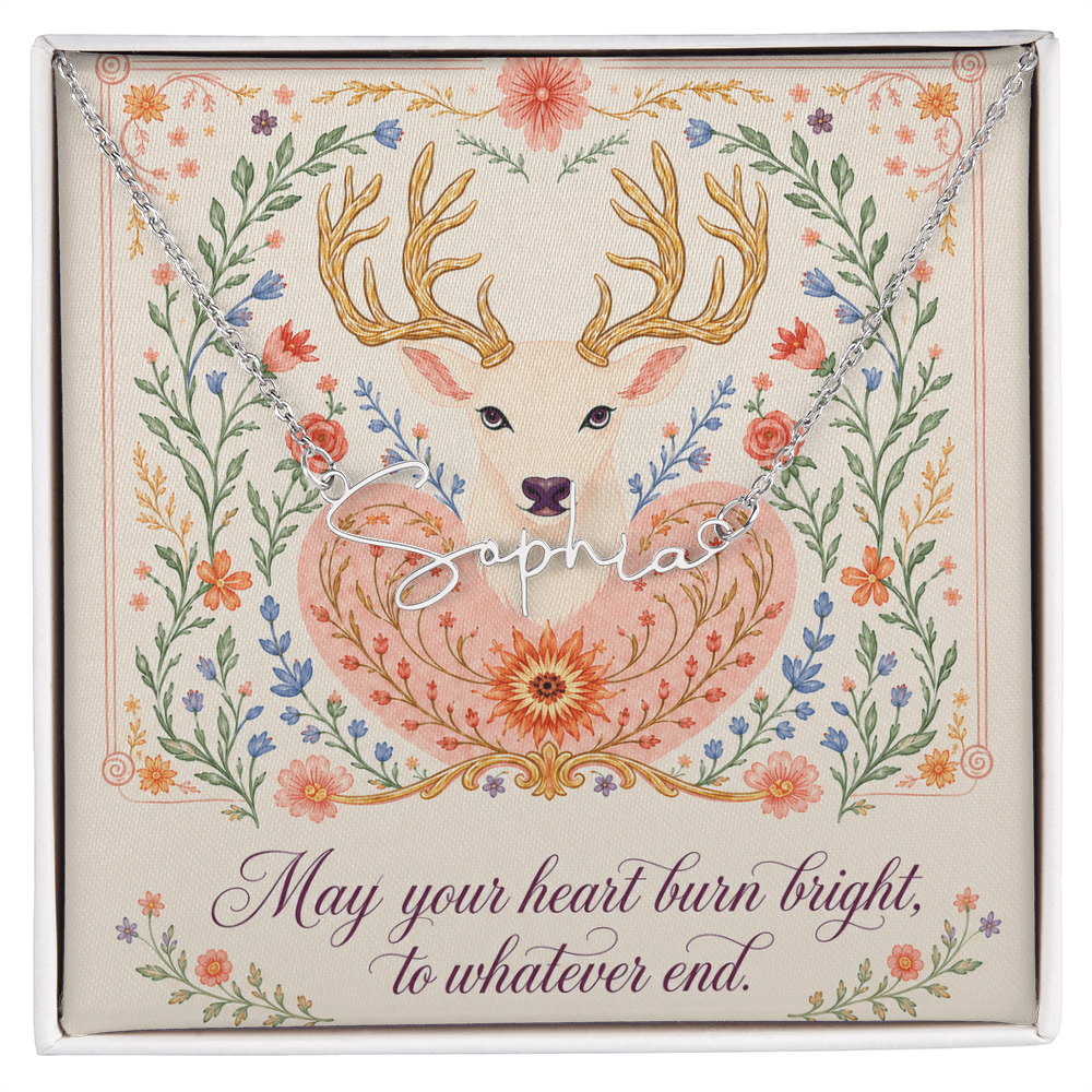 May Your Heart Burn Bright Decorative Card And Custom Name Polished Stainless Steel Necklace With Box Book Lover Gift Font 2