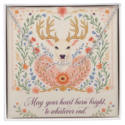 May Your Heart Burn Bright Decorative Card And Custom Name Polished Stainless Steel Necklace With Box Book Lover Gift Font 2