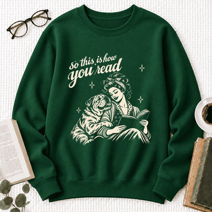 How You Read English Bulldog Softstyle Sweatshirt | Cozy Dog Mom Reader Gift Forest Green