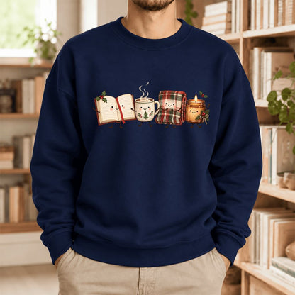 Christmas Cozy Club Softstyle Sweatshirt | Christmas Reader Gift Navy