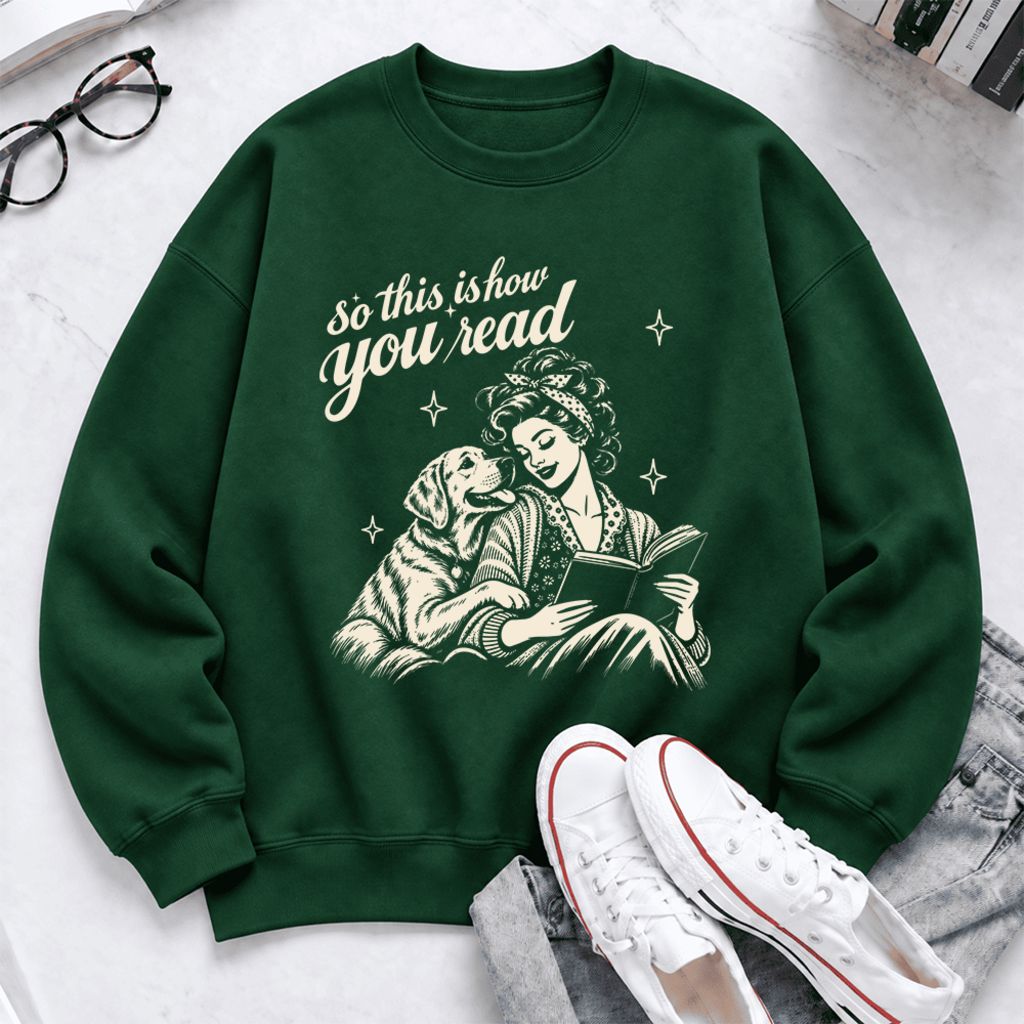 How You Read Labrador Retriever Softstyle Sweatshirt | Cozy Dog Mom Reader Gift Forest Green