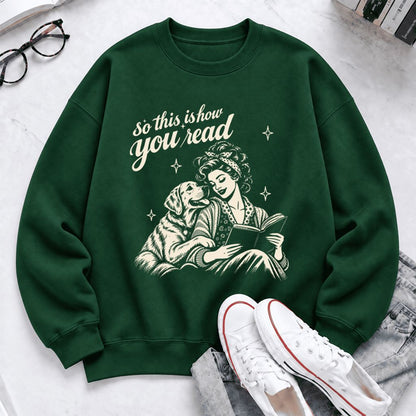 How You Read Labrador Retriever Softstyle Sweatshirt | Cozy Dog Mom Reader Gift Forest Green