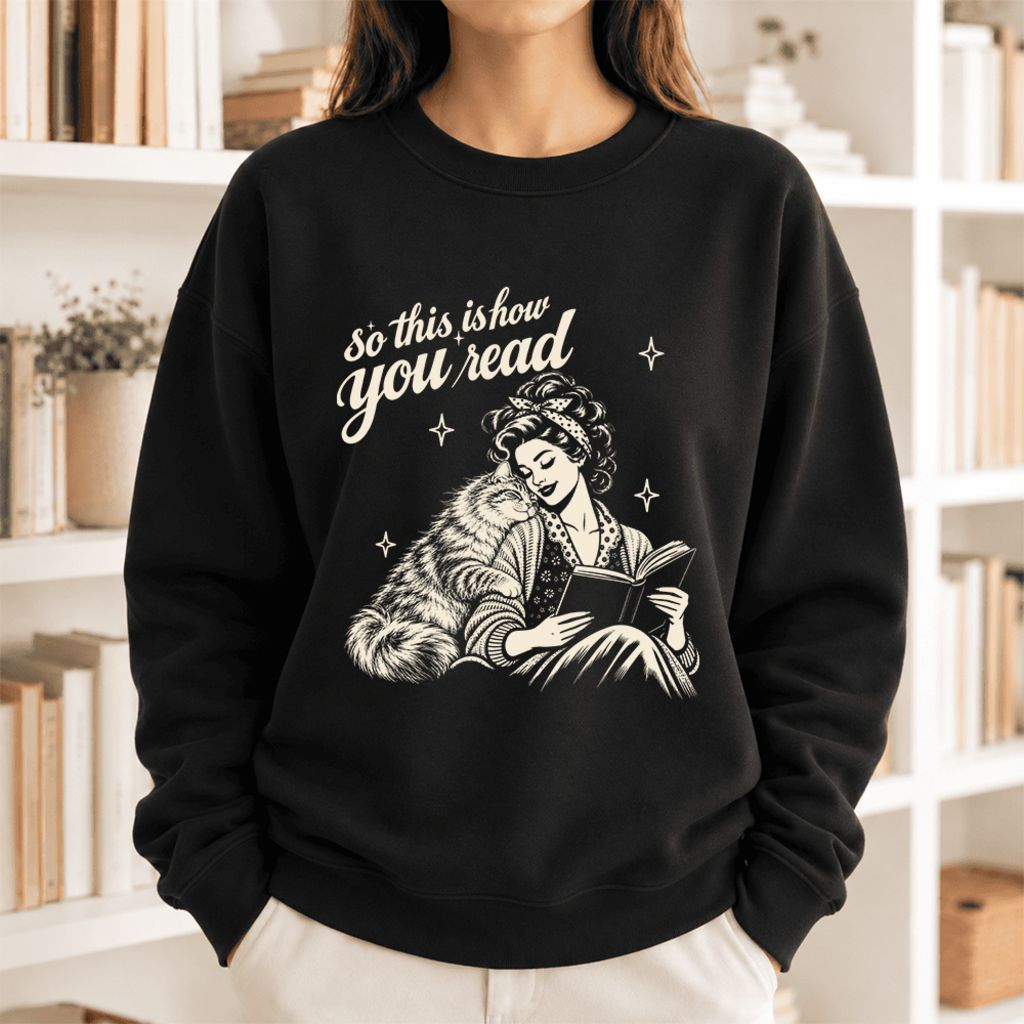 How You Read Siberian Softstyle Sweatshirt | Cozy Cat Lover Reader Gift Black