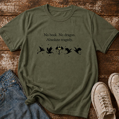 No Book No Dragon Softstyle T-Shirt | Book Lover Gift Military Green