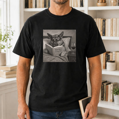 What Makes A Good Boy Printed T-Shirt | Cozy German Shepherd Mom Reader Gift Black