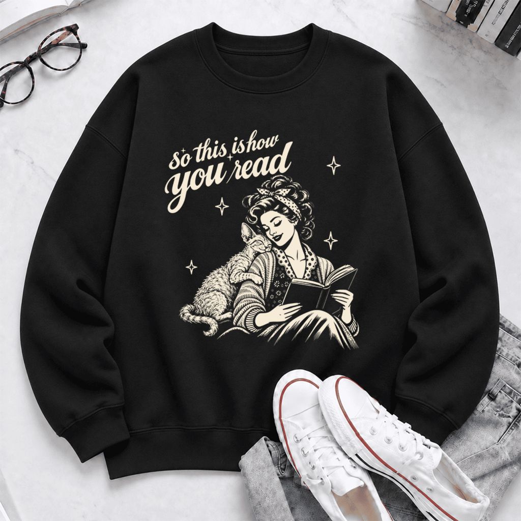 How You Read Devon Rex Softstyle Sweatshirt | Cozy Cat Lover & Reader Gift Black
