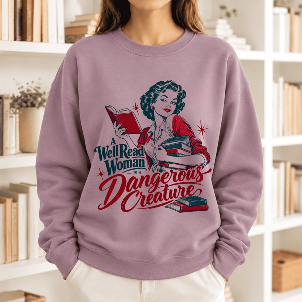 A Well Read Woman Is A Dangerous Creature Softstyle Sweatshirt | Reader Gift Paragon