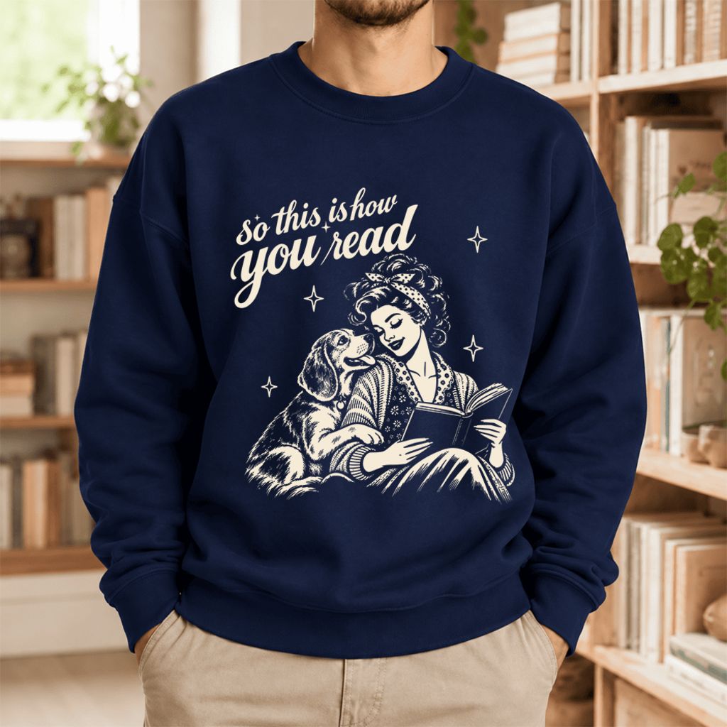 How You Read Beagle Softstyle Sweatshirt | Cozy Dog Mom Reader Gift Navy
