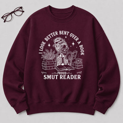 I Look Better Bend Over A Book Crewneck Sweatshirt | Reader Gift Maroon