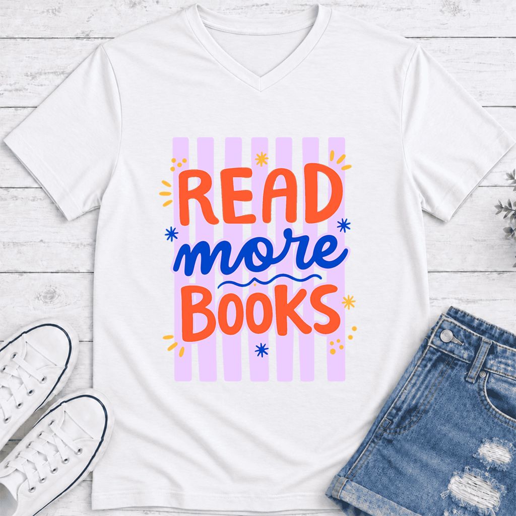 Read More Books Ultra-Soft V-Neck | Energizing Book Lover Gift White