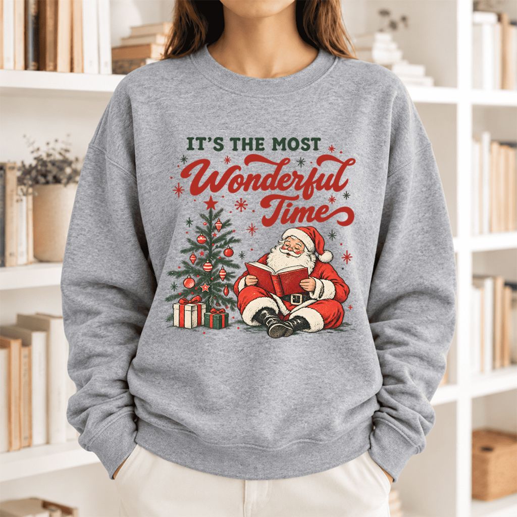 It’S The Most Wonderful Time Softstyle Sweatshirt | Christmas Book Lover Gift Sport Grey